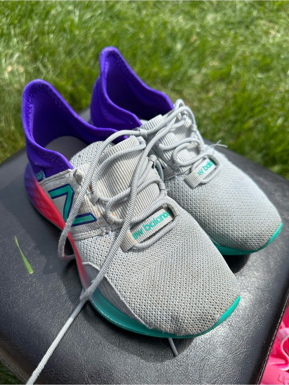 New Balance Kids' Gray, Purple, Teal and Pink Athletic Sneakers